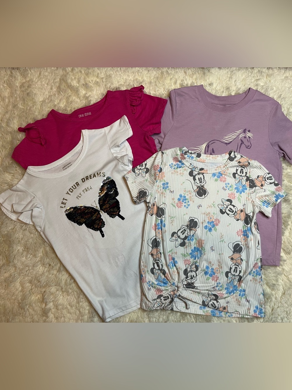 Lot of 4 Girls Tees Size 5 Short Sleeve School T-shirt Casual